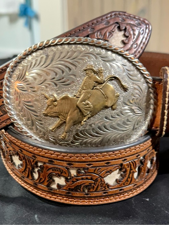 Hooey Other - Hooey Brown & Ivory Leather Belt With Silver Smith Collection Buckle Size 44